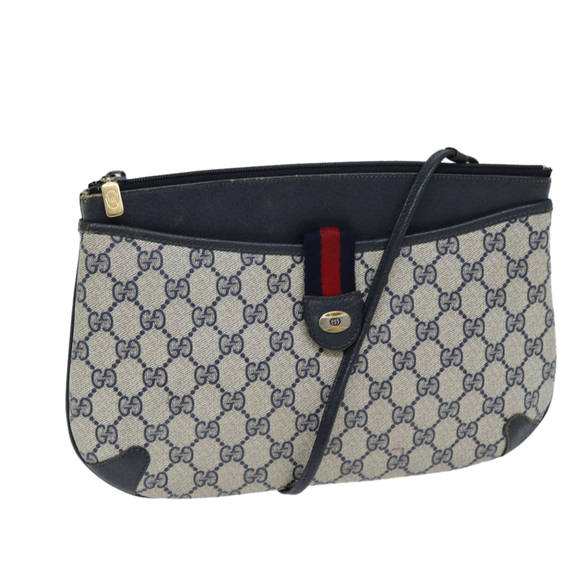 GUCCI GG Plus Supreme Sherry Line Shoulder Bag Navy Red 904 02 026 Auth ep4106 - Picture 1 of 16